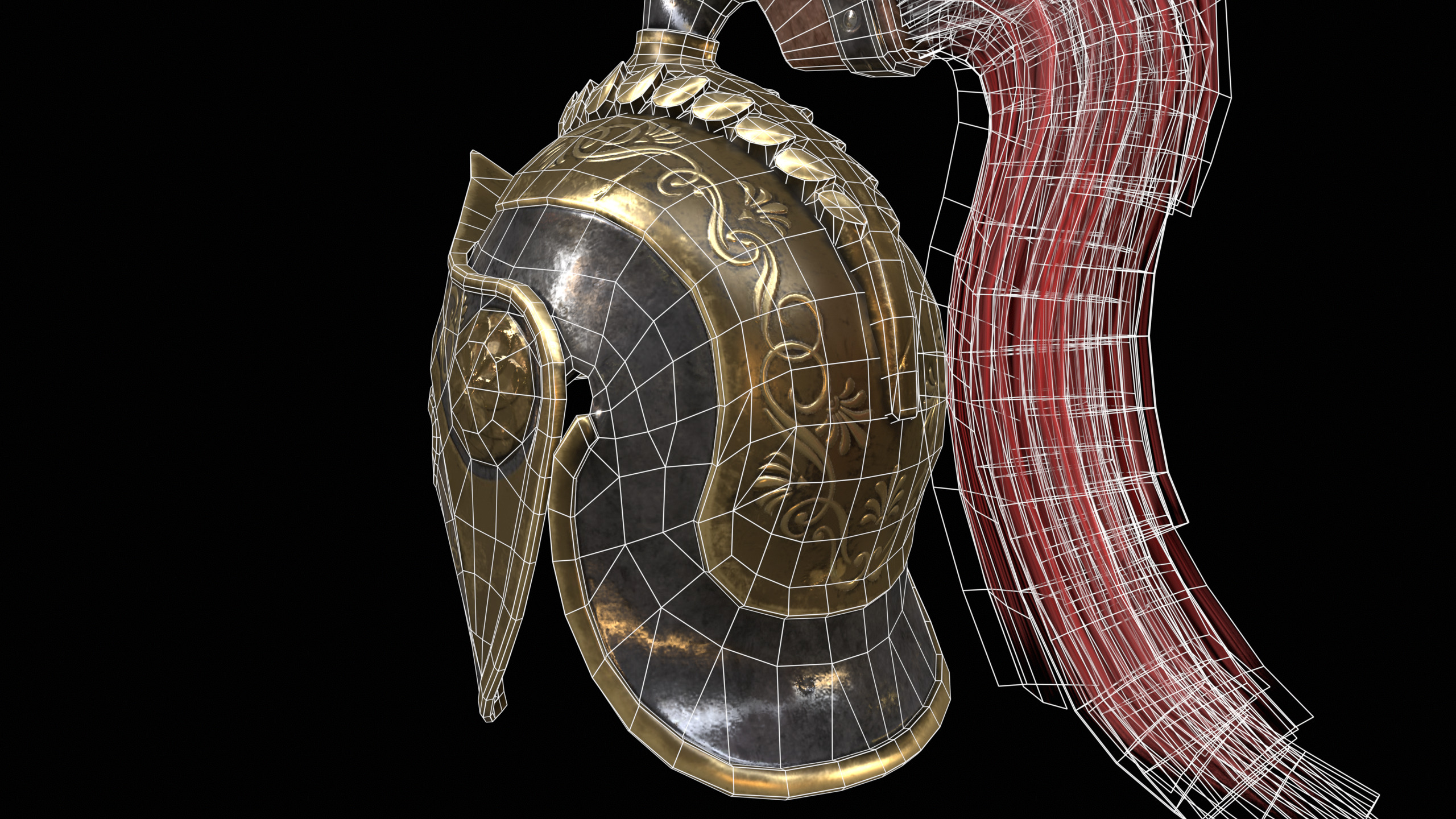 Spartans Warrior Helmet PBR Low-poly 3D model_16