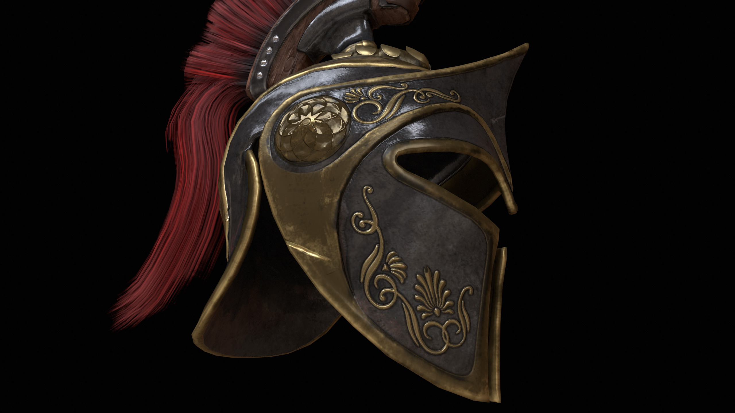 Spartans Warrior Helmet PBR Low-poly 3D model_8