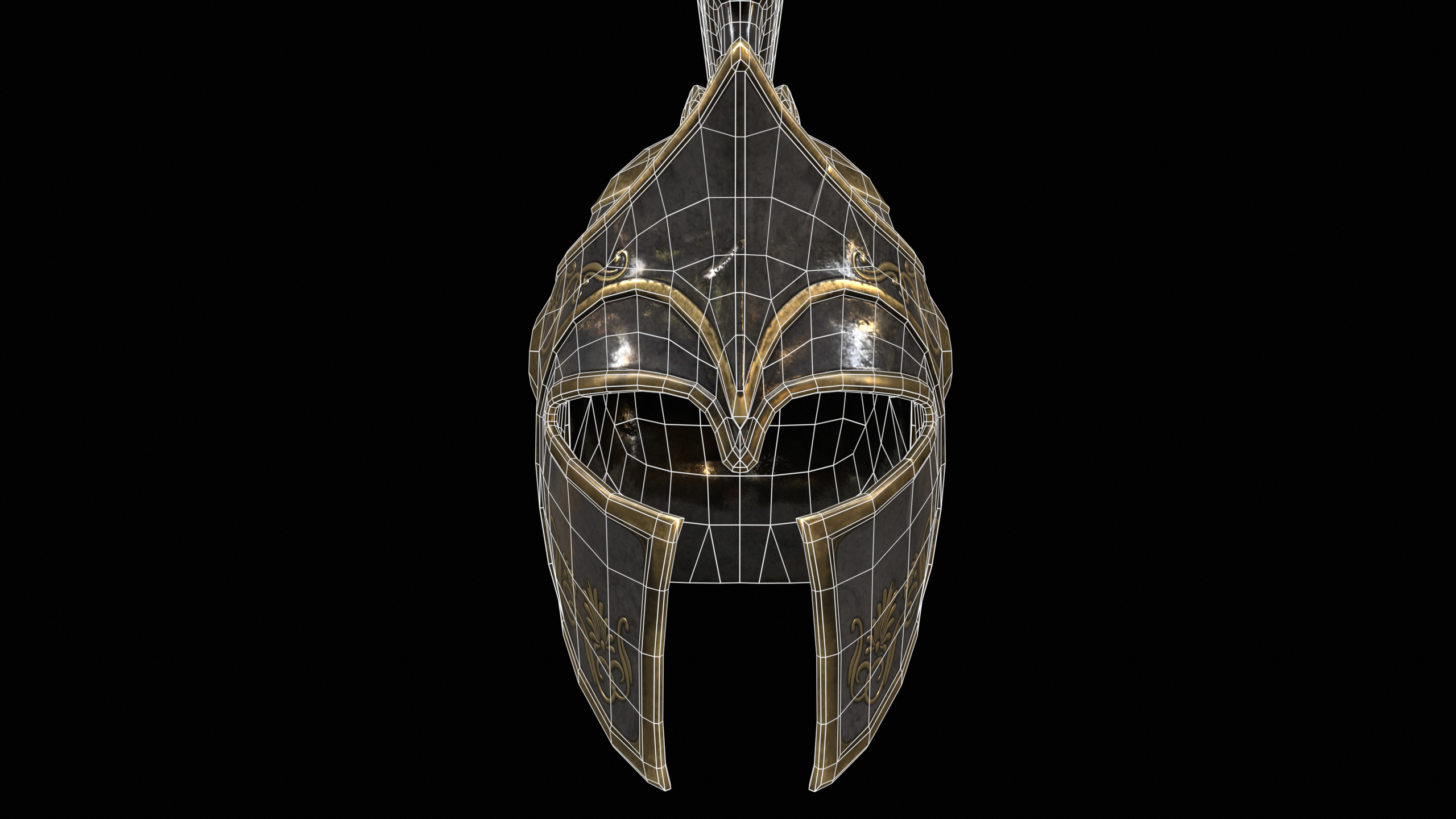 Spartans Warrior Helmet PBR Low-poly 3D model_13