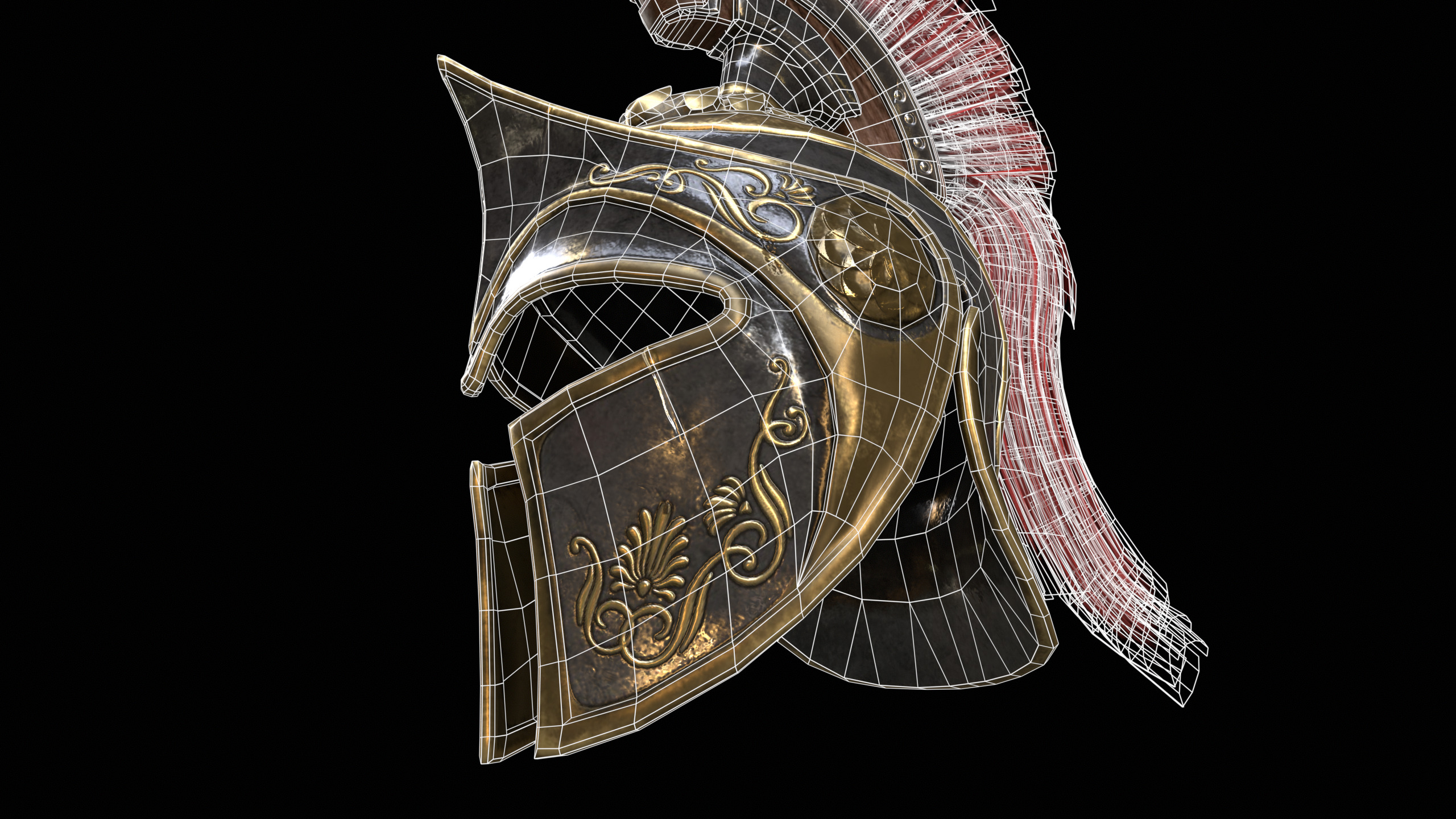 Spartans Warrior Helmet PBR Low-poly 3D model_12