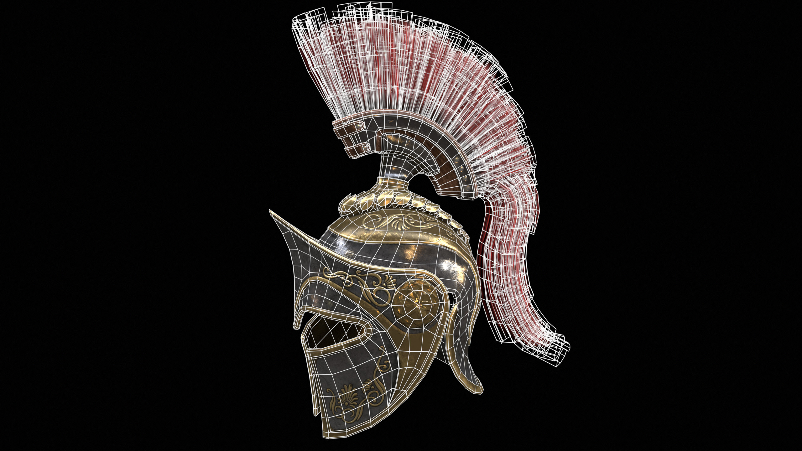 Spartans Warrior Helmet PBR Low-poly 3D model_11