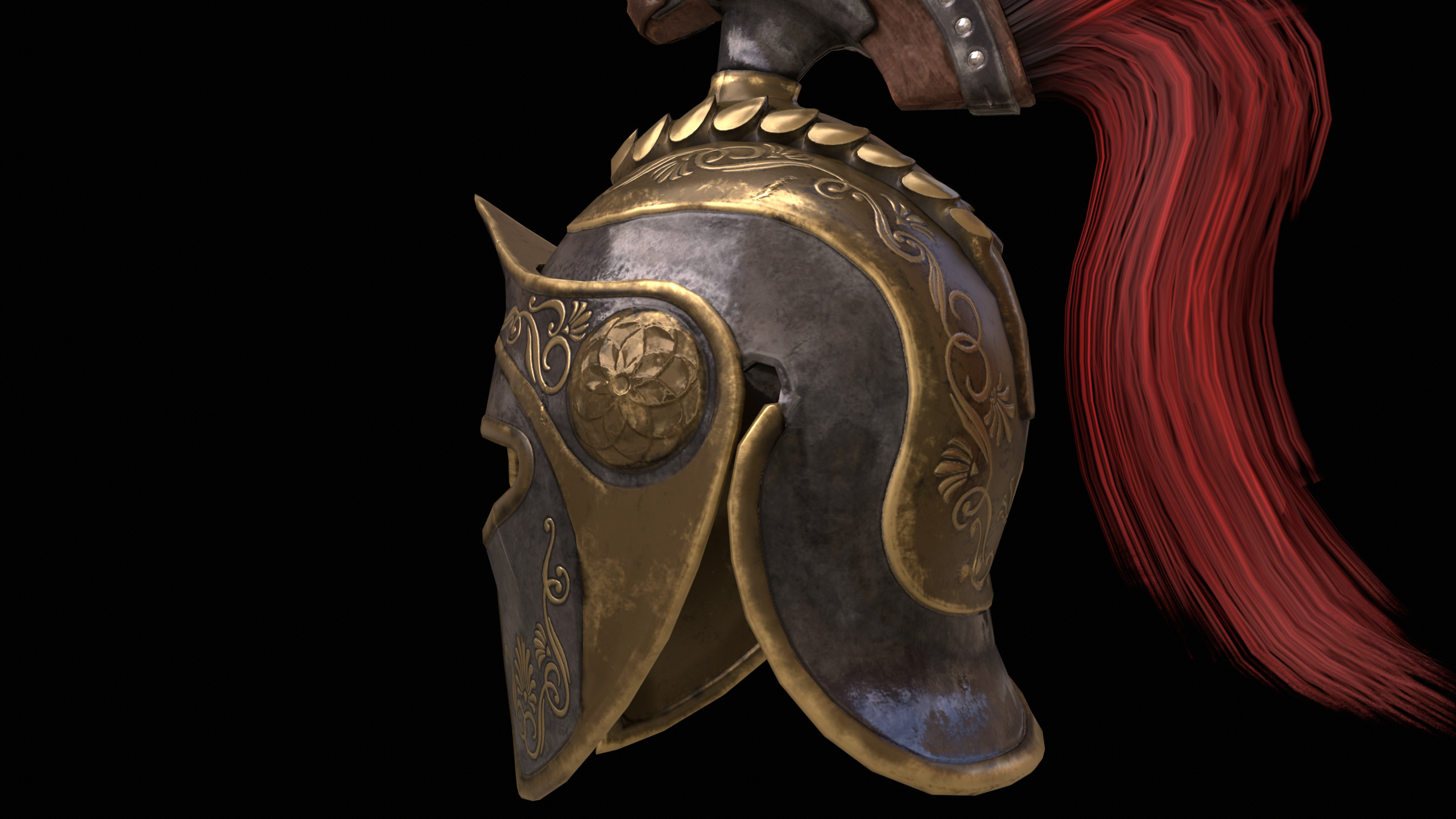 Spartans Warrior Helmet PBR Low-poly 3D model_7