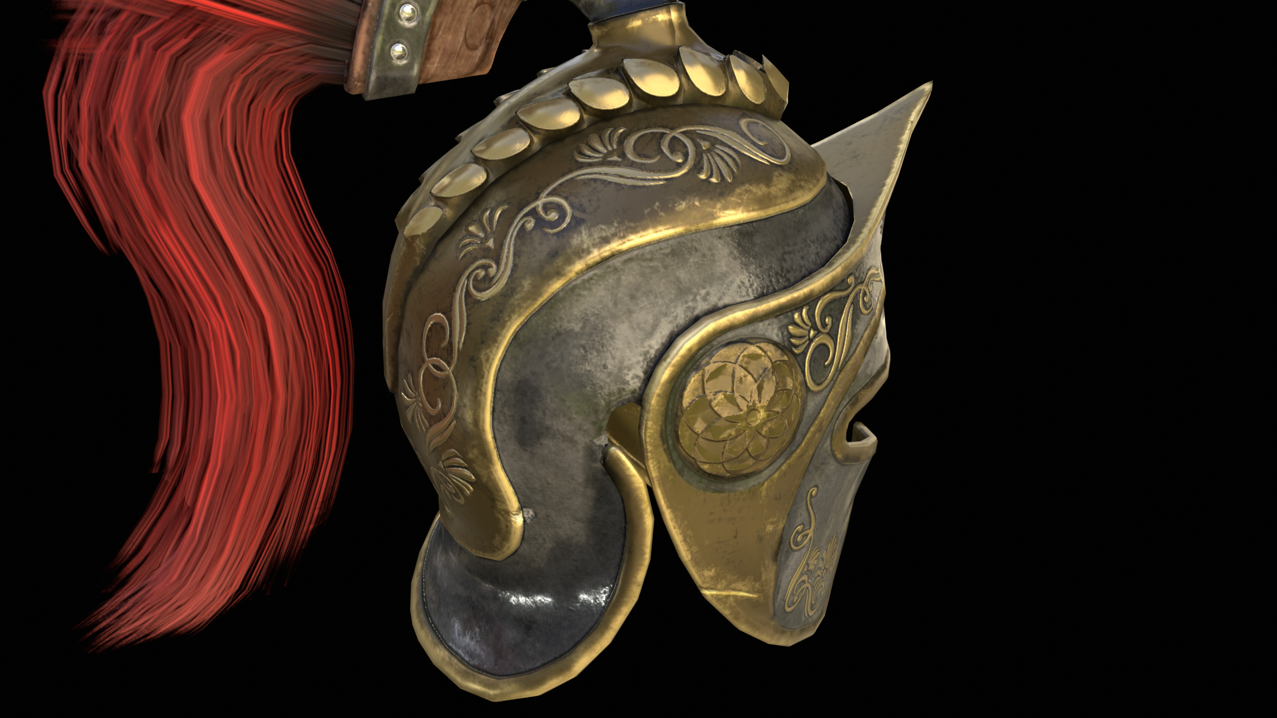 Spartans Warrior Helmet PBR Low-poly 3D model_5