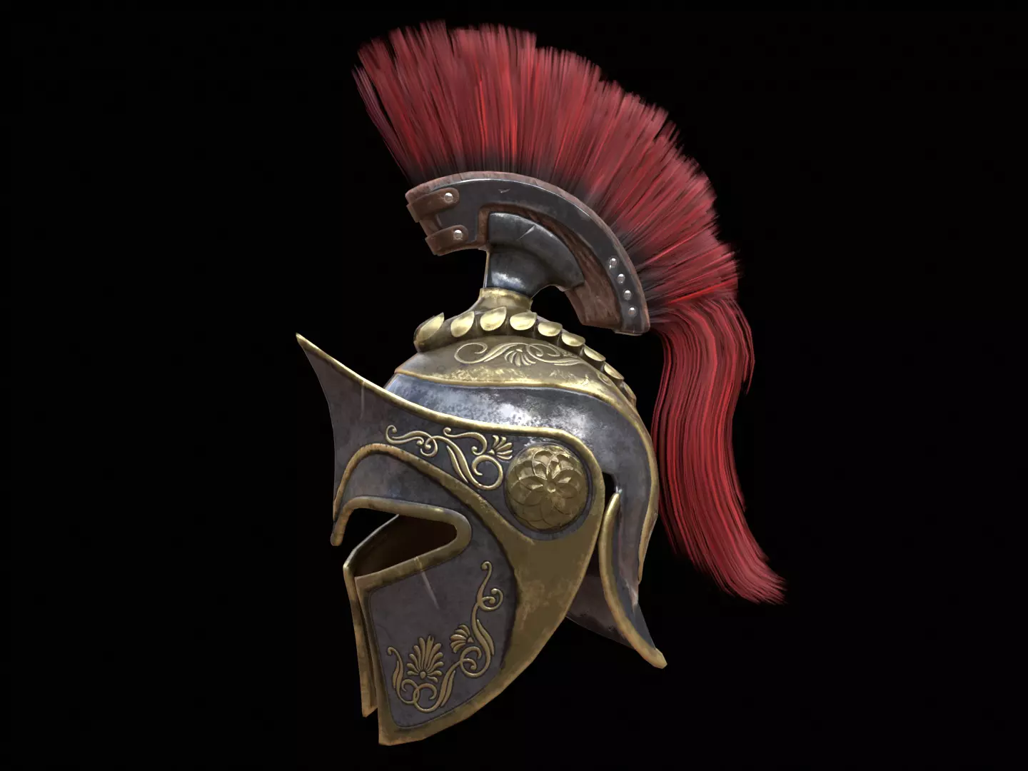 Spartans Warrior Helmet PBR Low-poly 3D model_0
