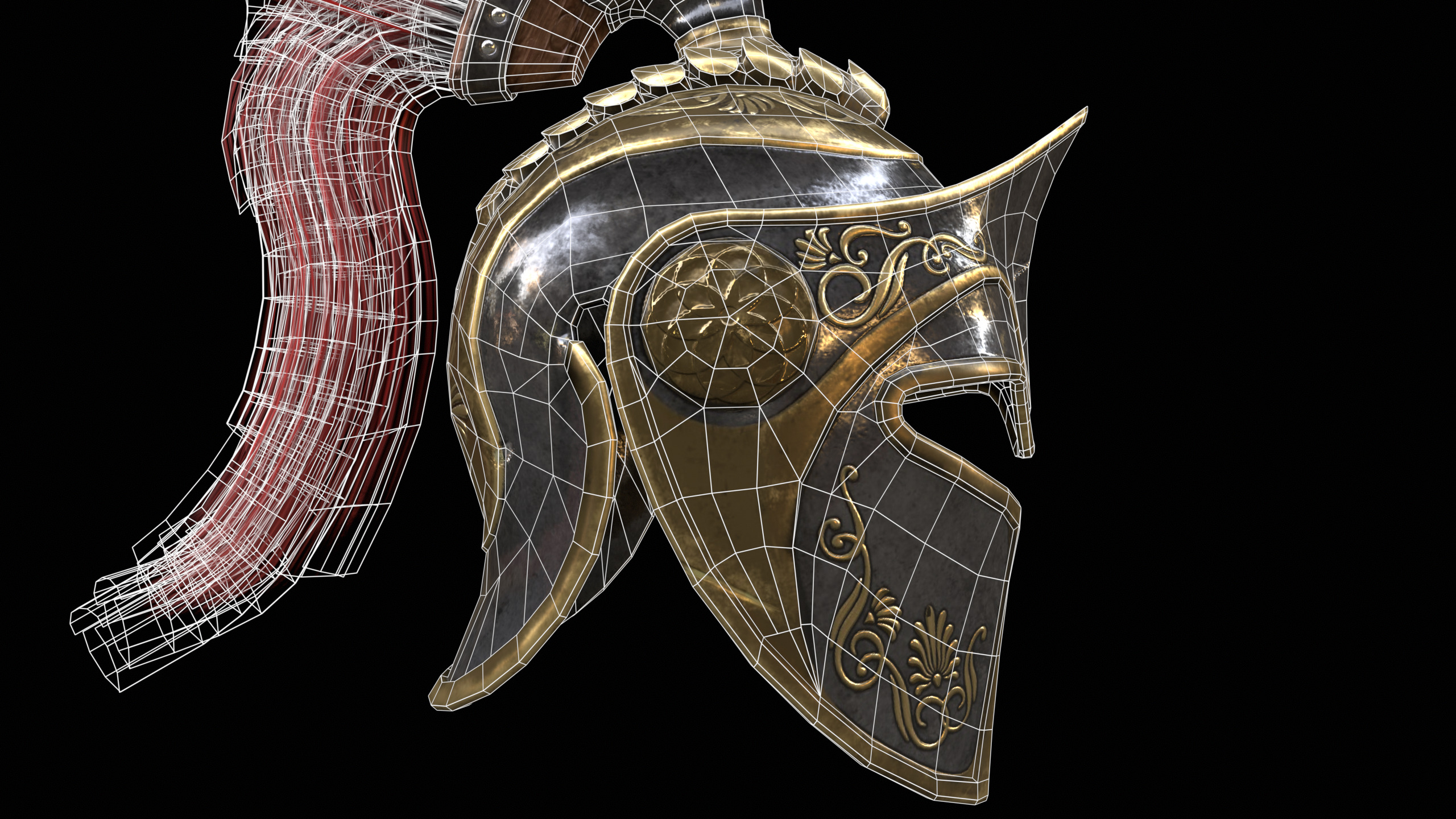 Spartans Warrior Helmet PBR Low-poly 3D model_17