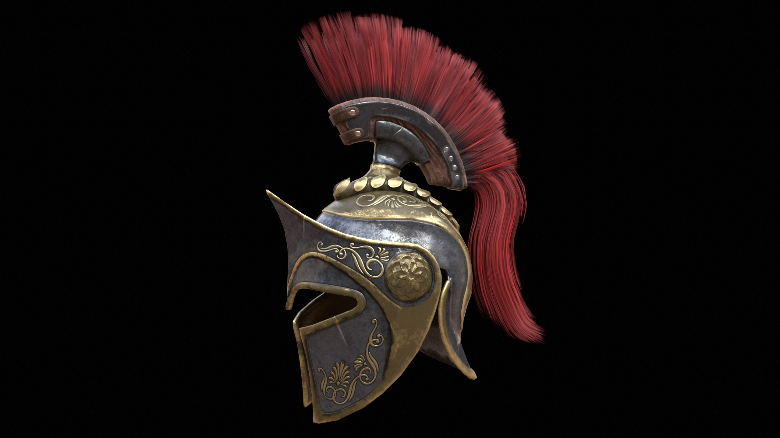 Spartans Warrior Helmet PBR Low-poly 3D model_2