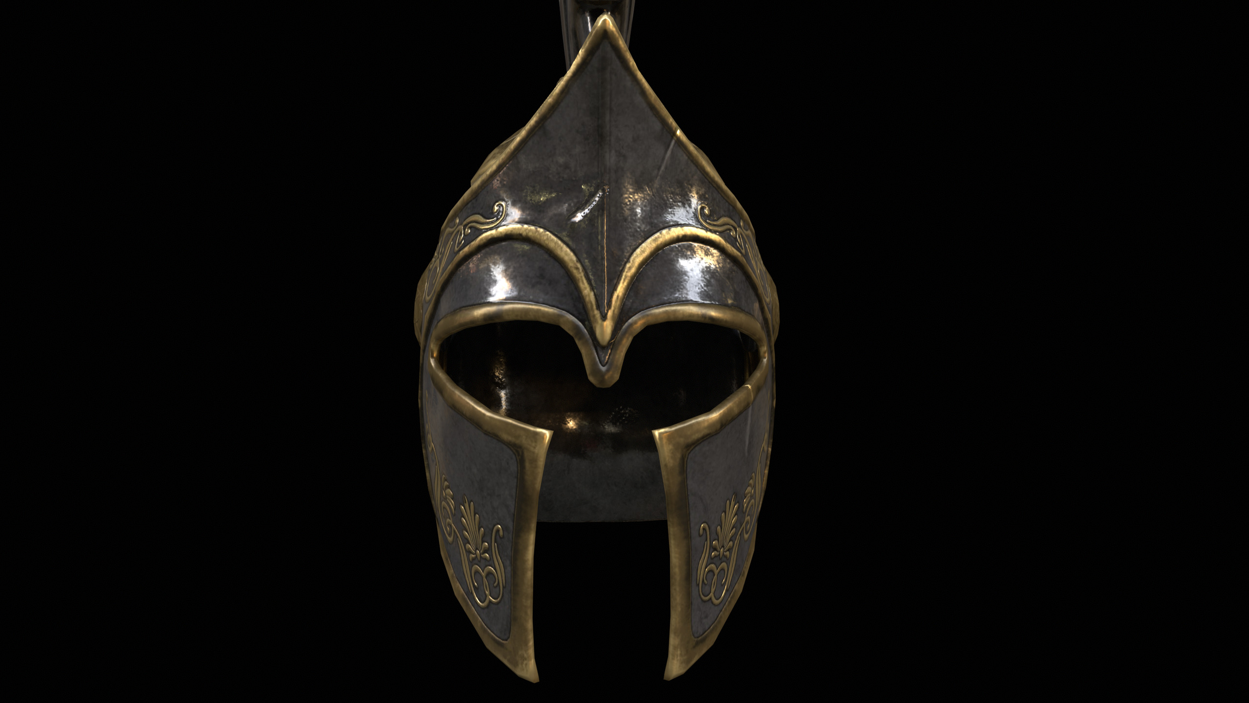 Spartans Warrior Helmet PBR Low-poly 3D model_9