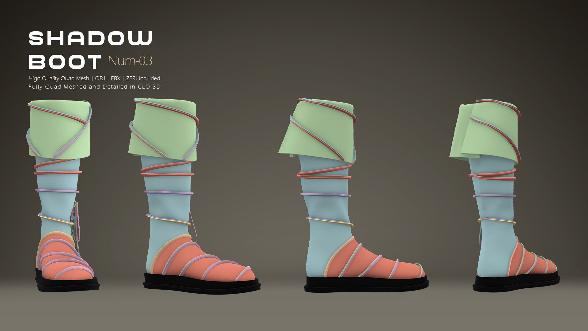 Shadow Boot High-Quality 3D Boots 03 3D model_7