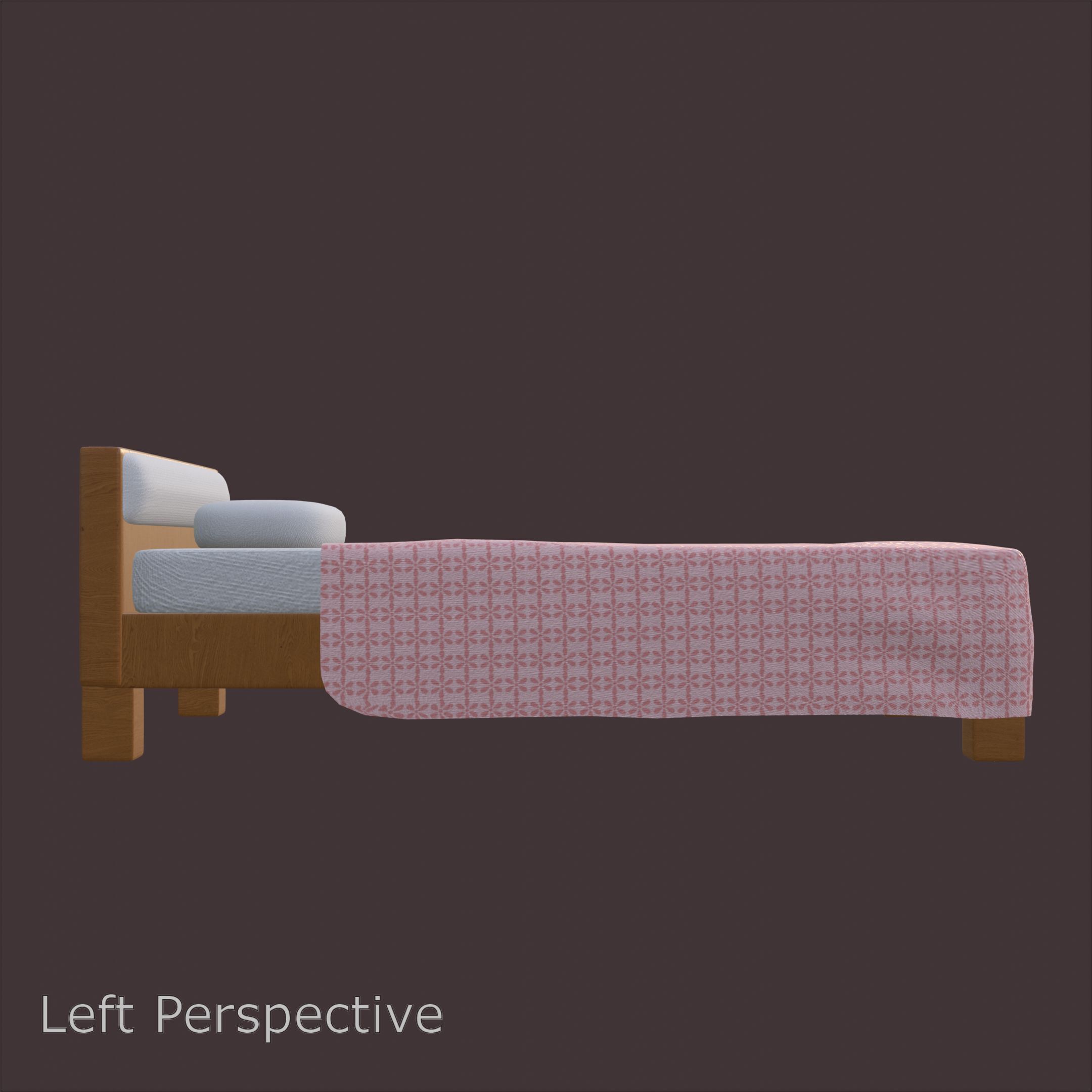 Single Bed with Pink Blanket High-Quality PBR 3D Model 3D model_3