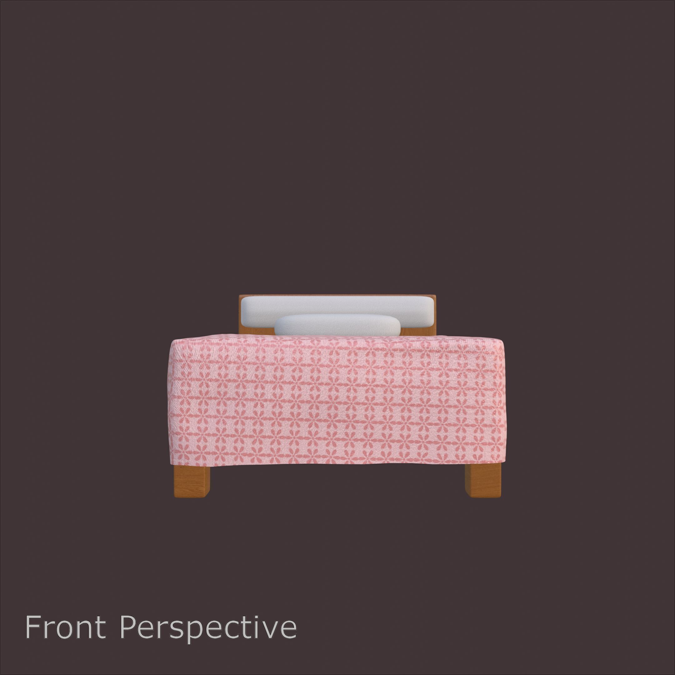 Single Bed with Pink Blanket High-Quality PBR 3D Model 3D model_1