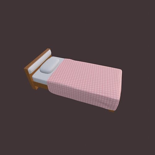 Single Bed with Pink Blanket High-Quality PBR 3D Model 3D model