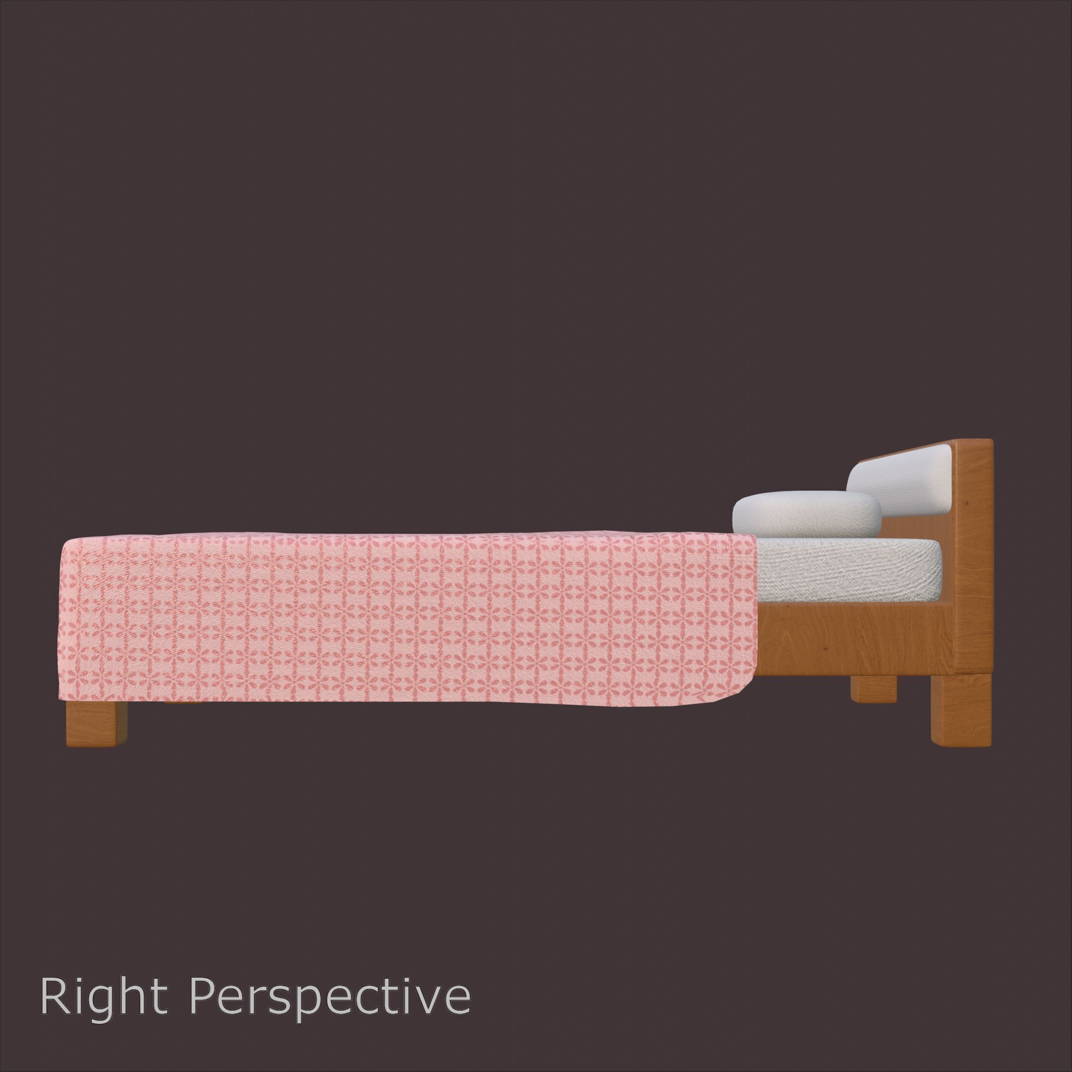 Single Bed with Pink Blanket High-Quality PBR 3D Model 3D model_4