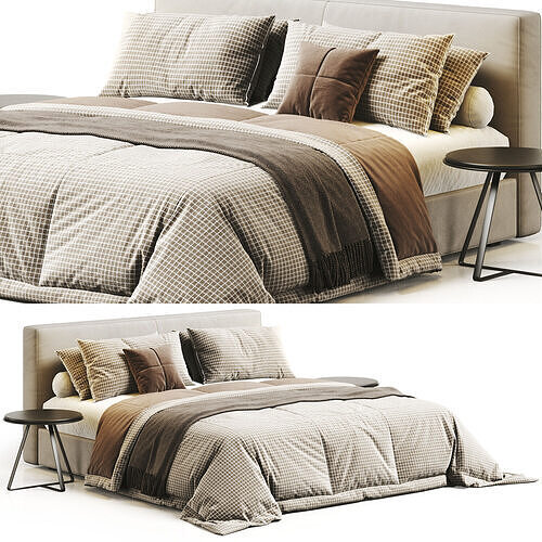 West Elm Curved Modern Upholstered Bed 3D model