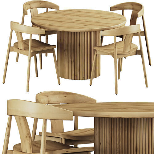 West Elm Wingate Table and Chair 3D model