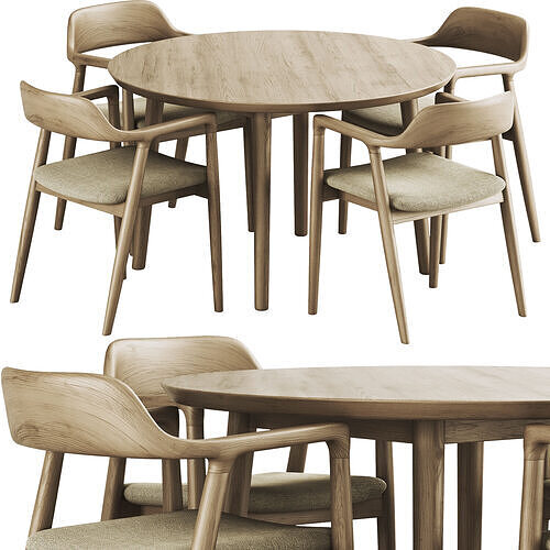 Maruni Hiroshima Table and Chair 3D model