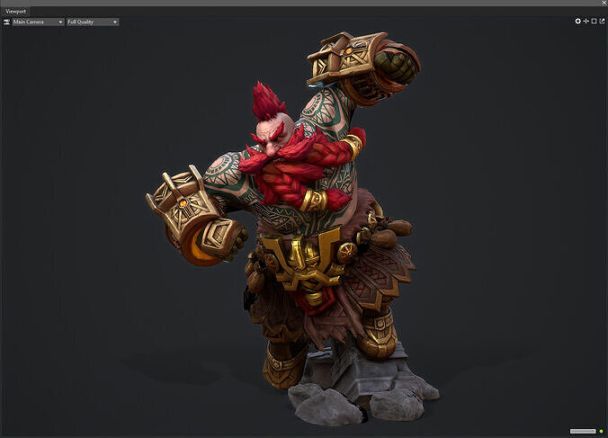 Dwarf warrior Low-poly 3D model