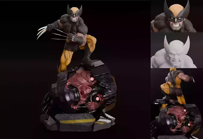 Wolverine 3D Printable Statue STL - Classic Version