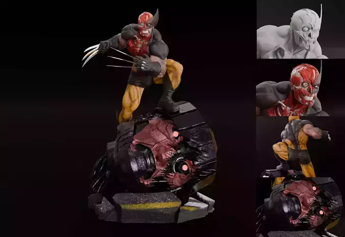Wolverine Battle Damaged 3D Printable Statue STL