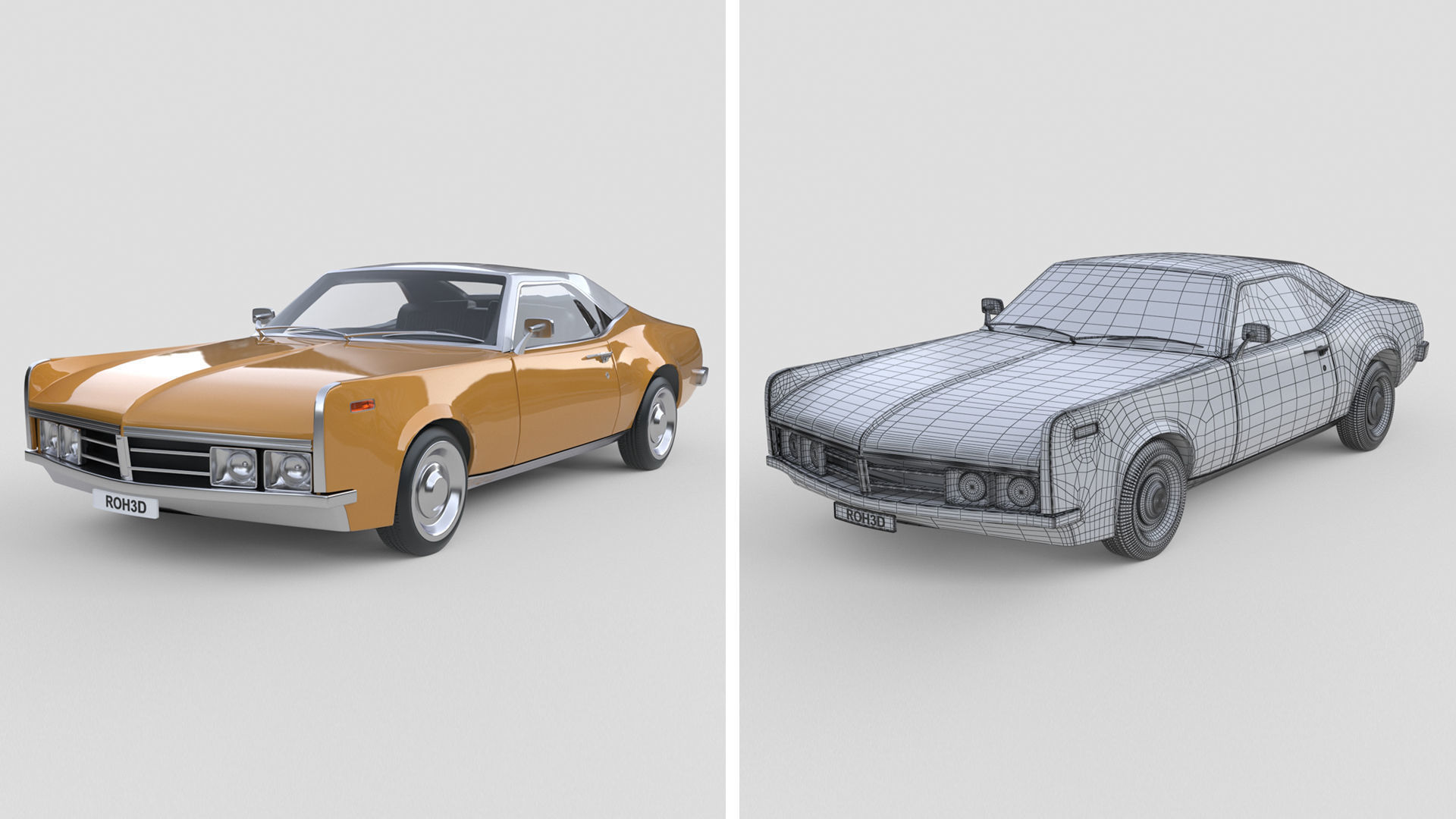 Generic Muscle Car America 1970 3D model_1