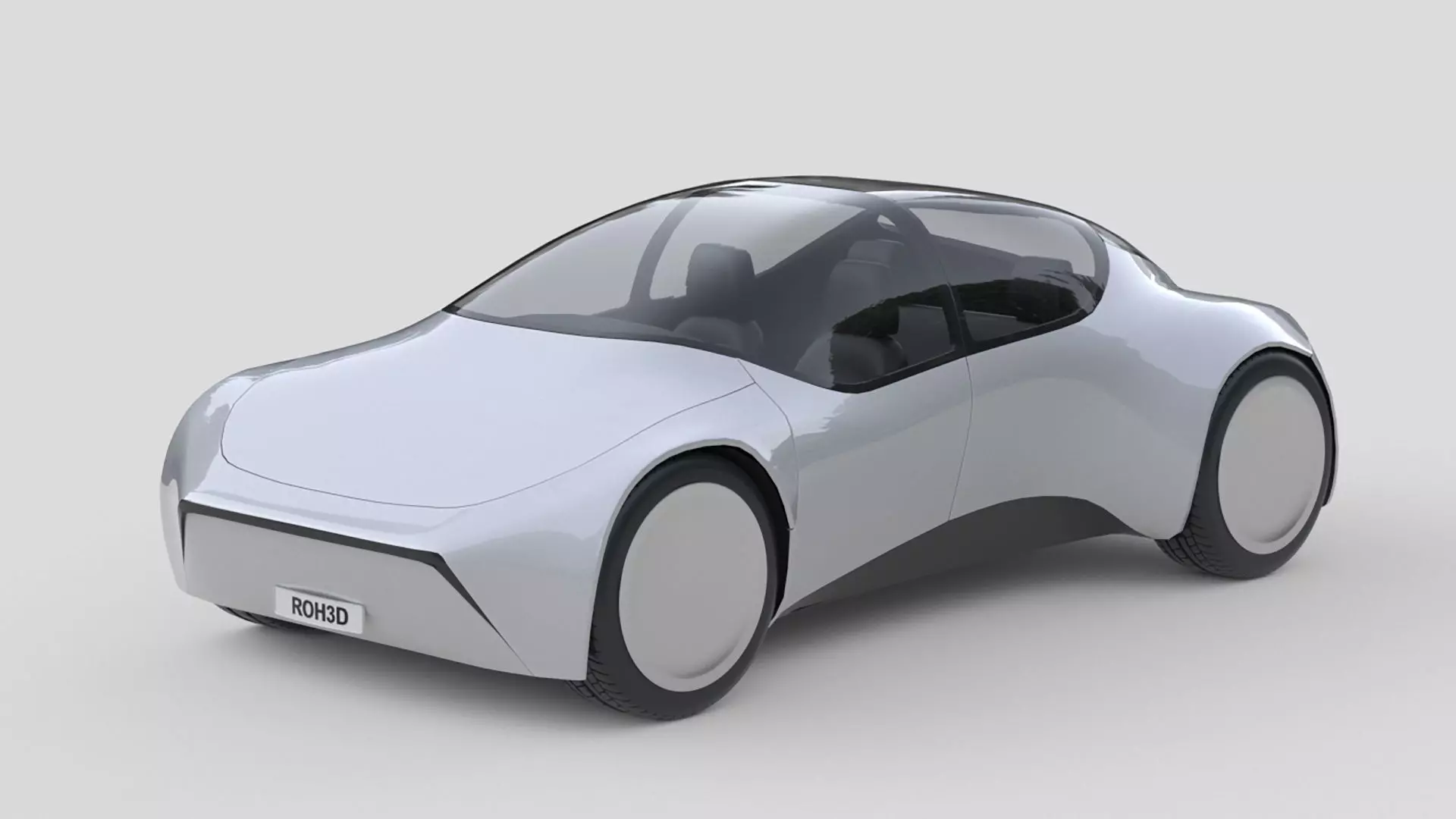 Retro-Futuristic Compact Car 3D model_0