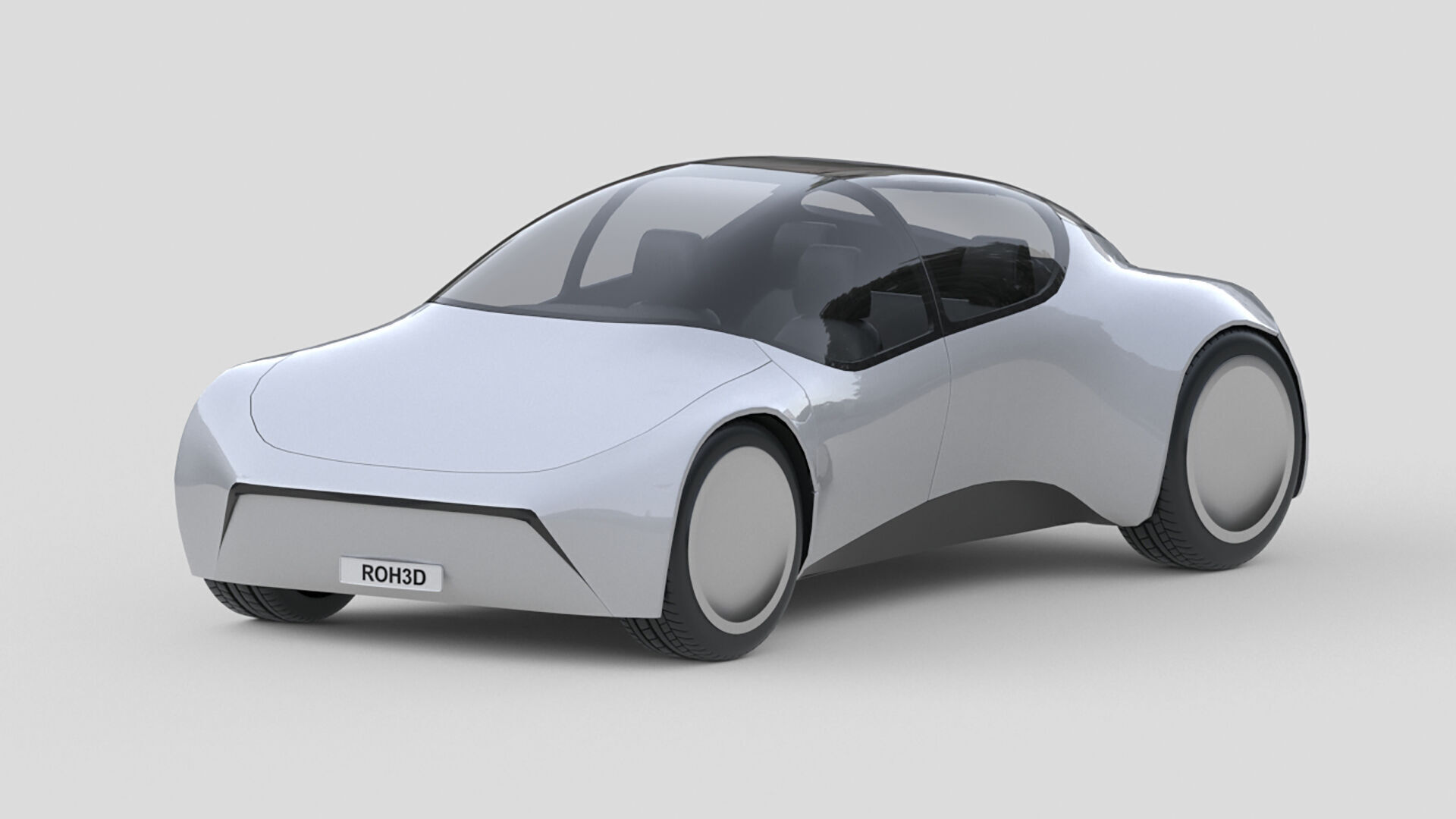 Retro-Futuristic Compact Car 3D model_5