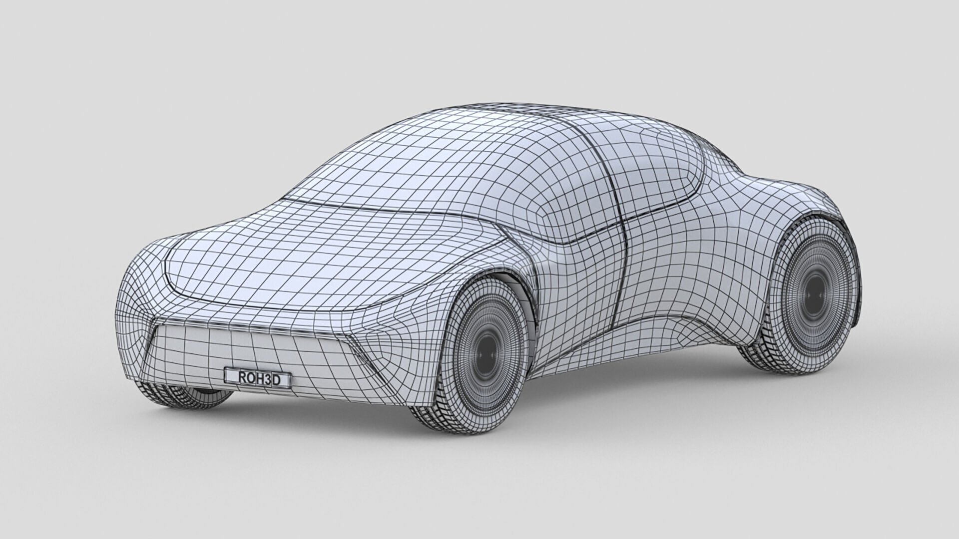 Retro-Futuristic Compact Car 3D model_6