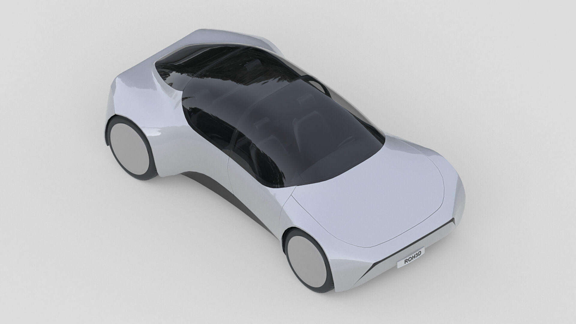 Retro-Futuristic Compact Car 3D model_2