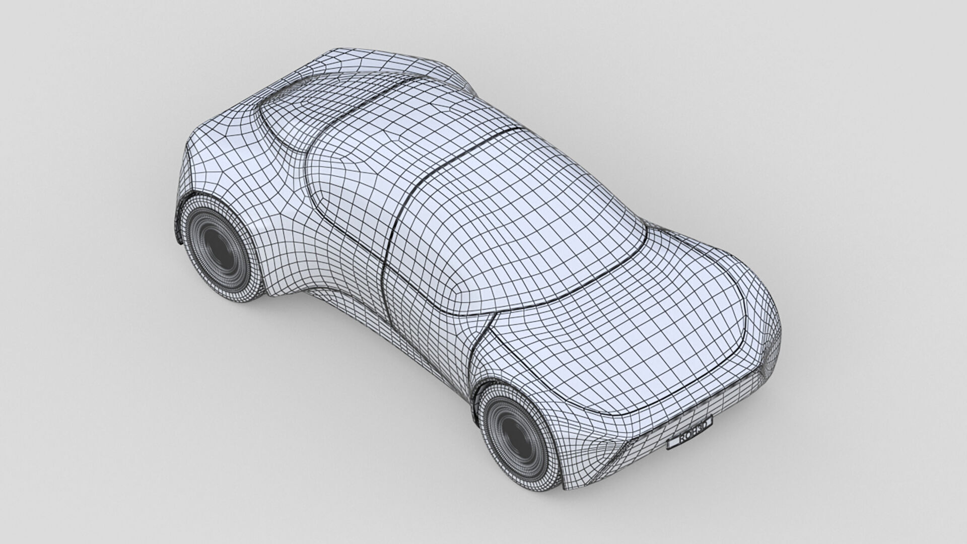 Retro-Futuristic Compact Car 3D model_9