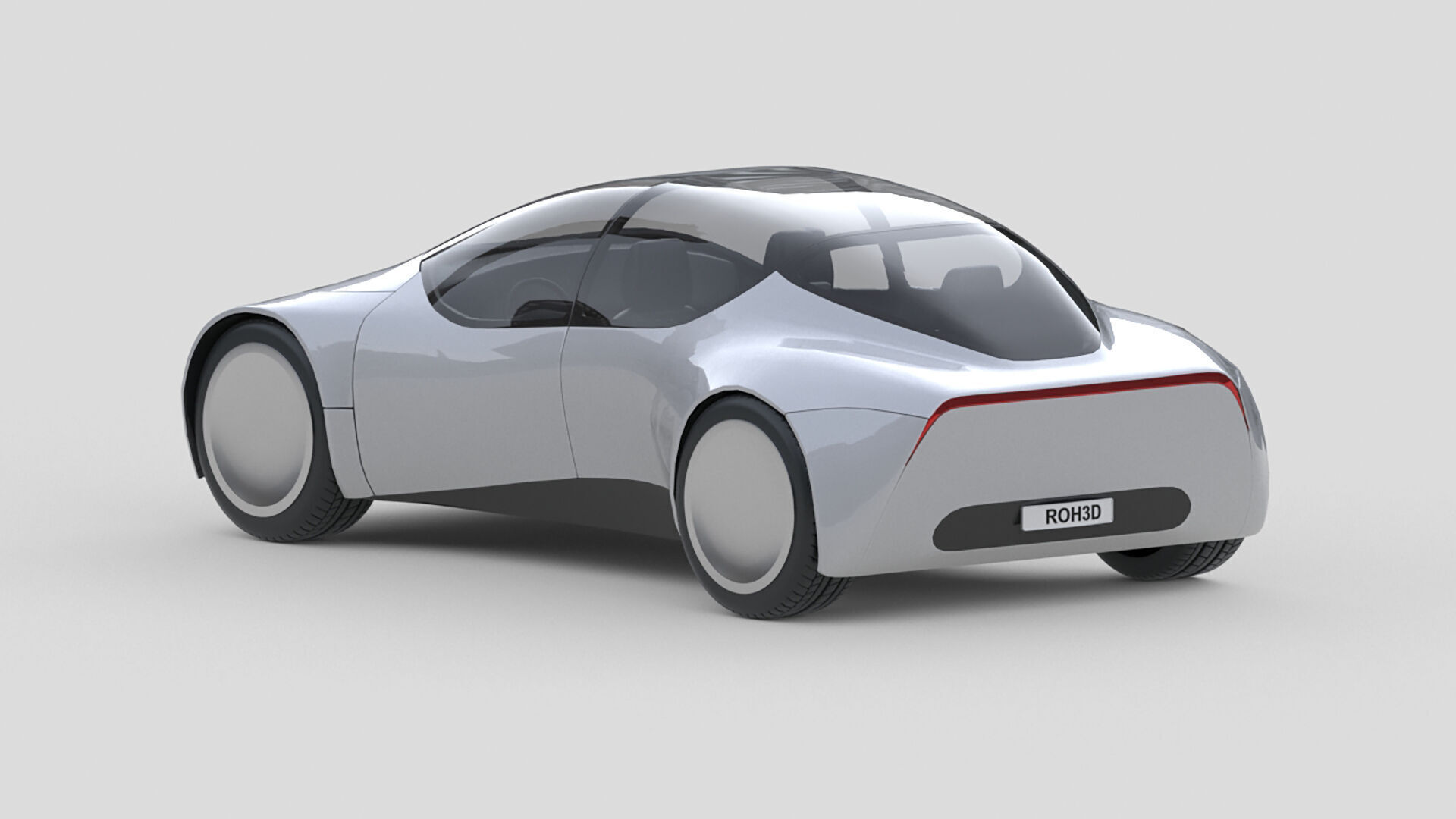 Retro-Futuristic Compact Car 3D model_3