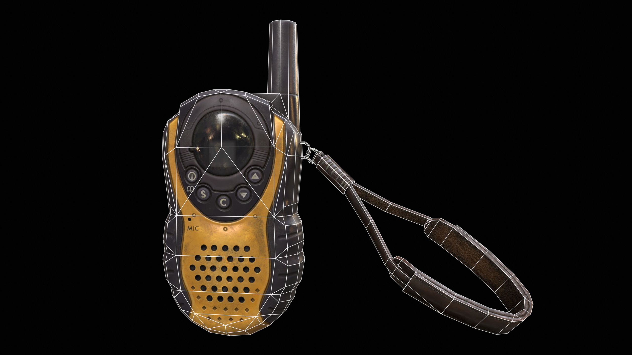 Walkie Talkie Yellow PBR Low-poly 3D model_11