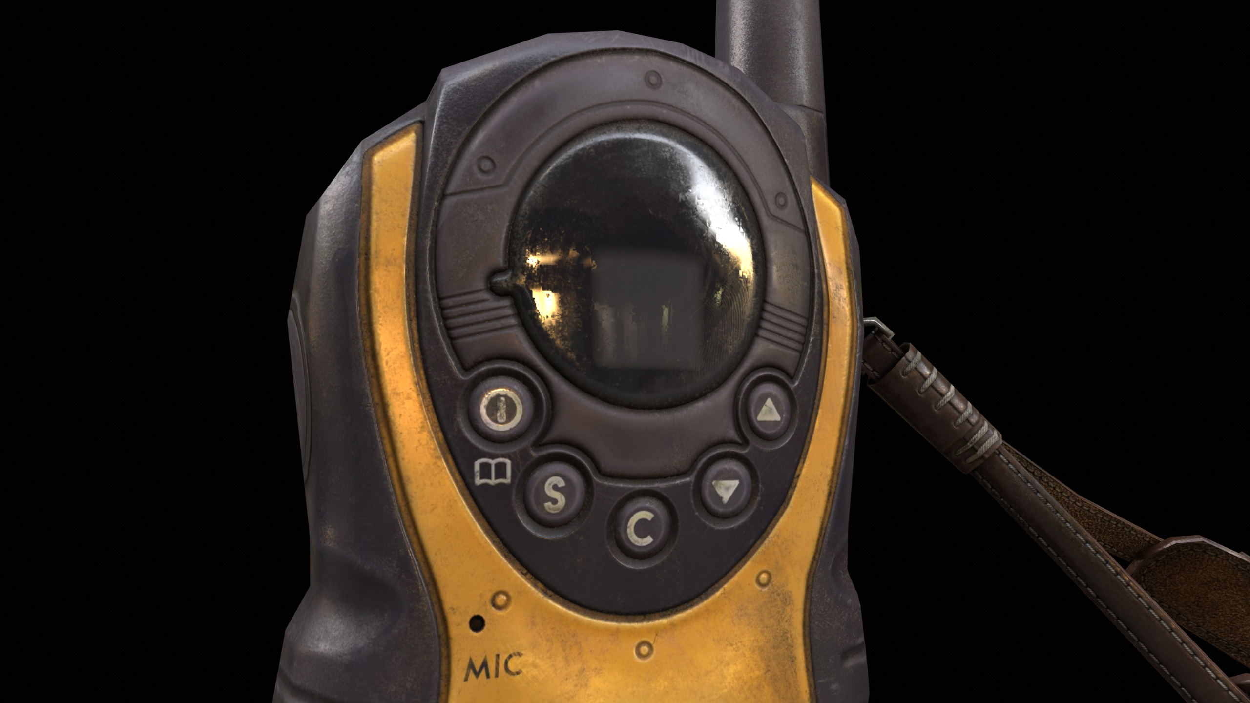 Walkie Talkie Yellow PBR Low-poly 3D model_4