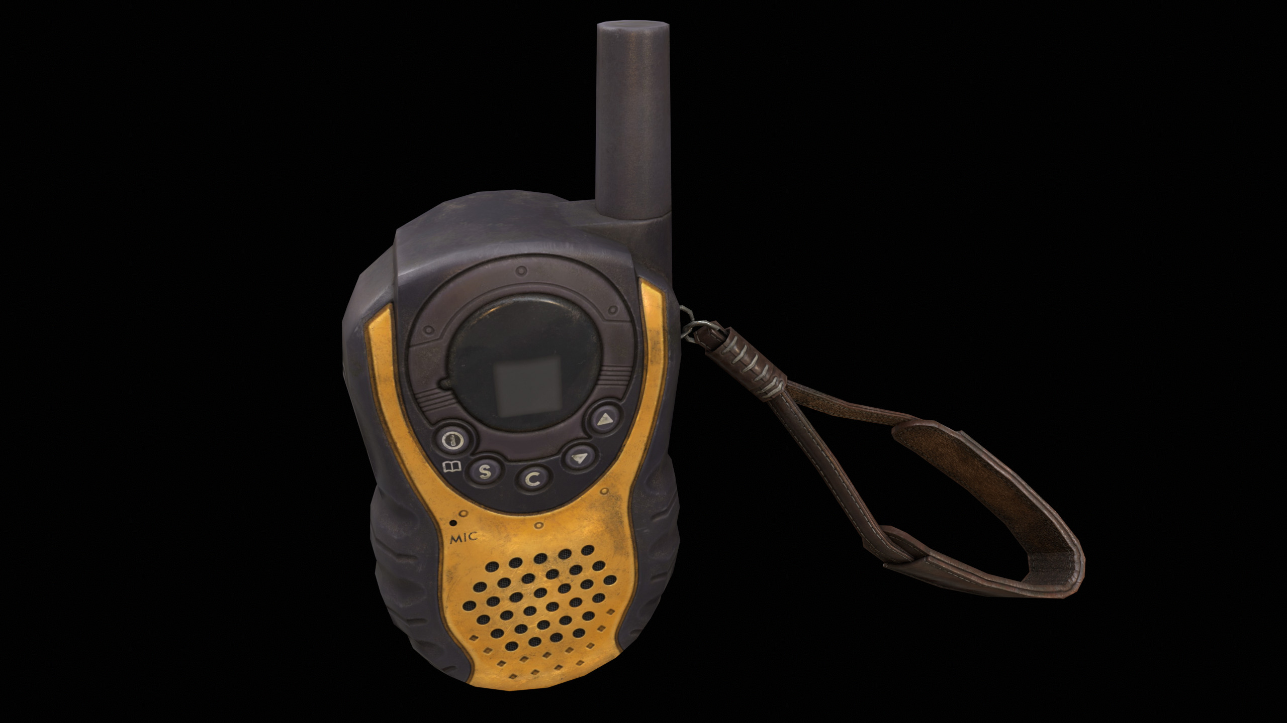 Walkie Talkie Yellow PBR Low-poly 3D model_9