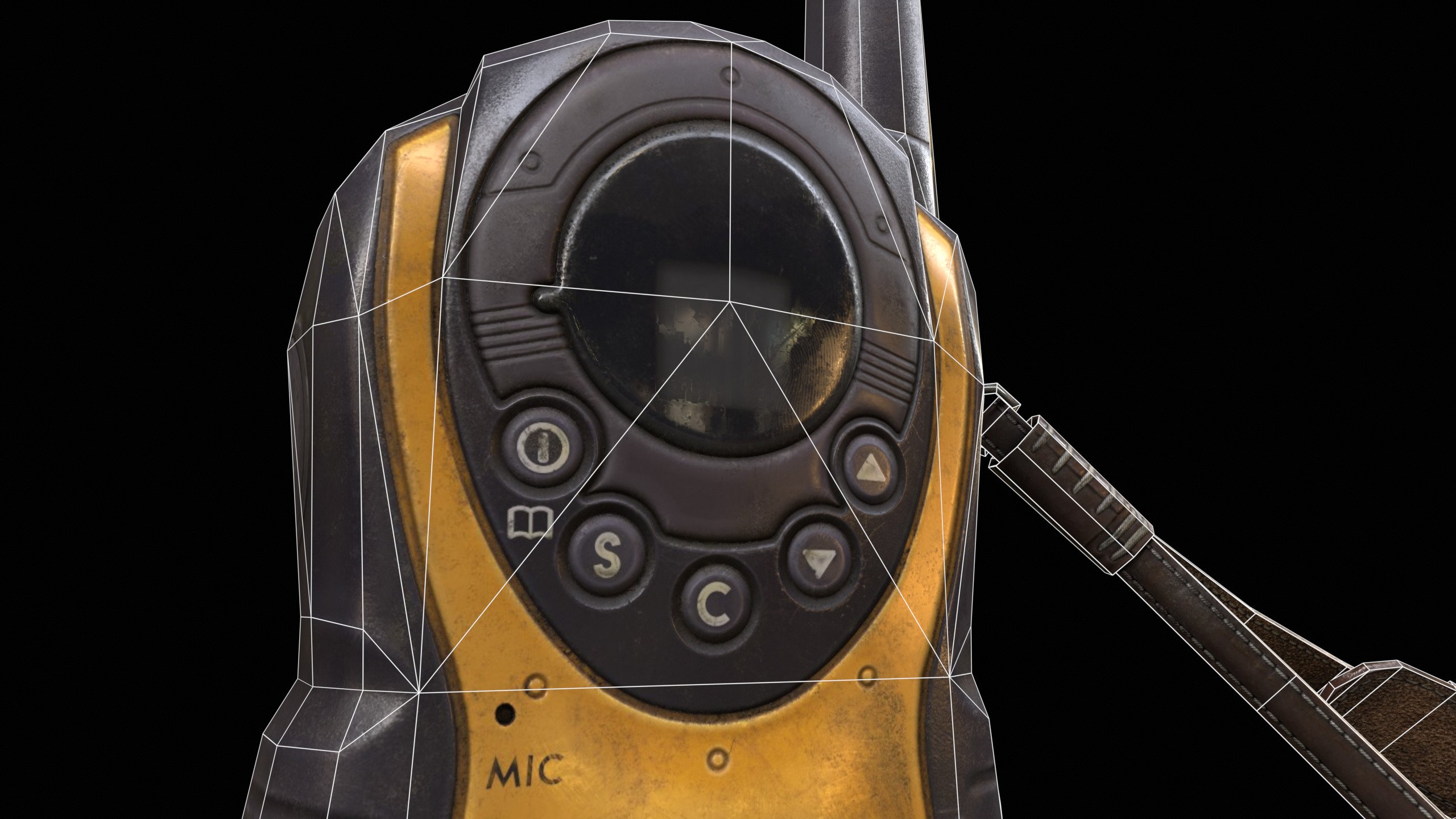 Walkie Talkie Yellow PBR Low-poly 3D model_14