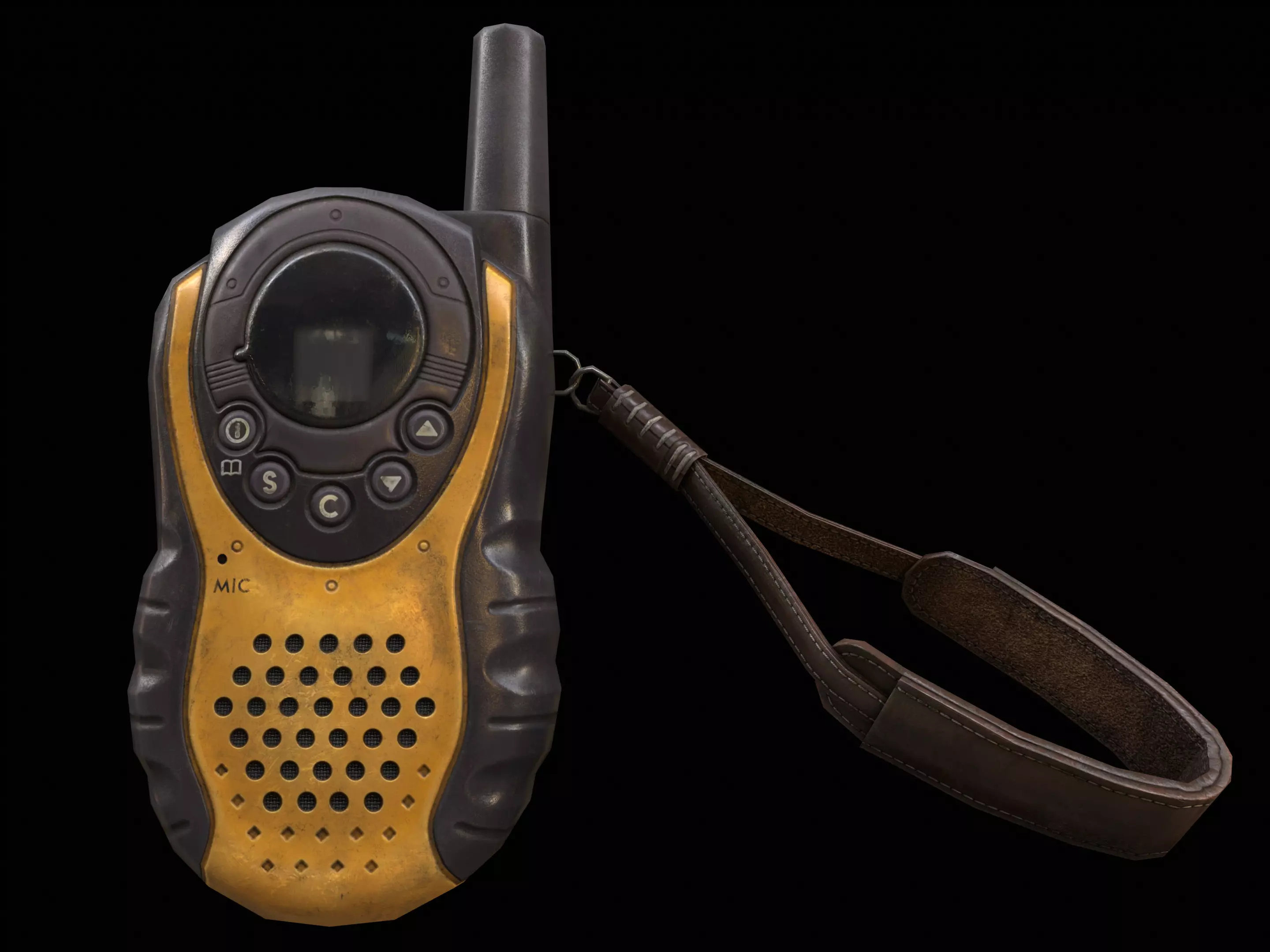 Walkie Talkie Yellow PBR Low-poly 3D model_0