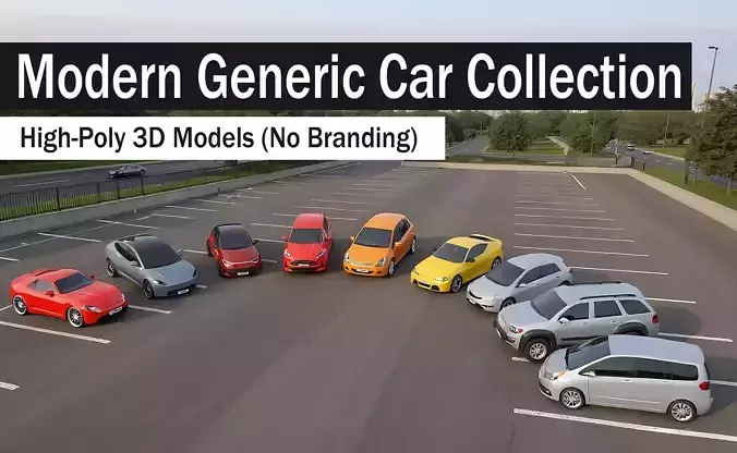 Modern Generic Car Collection High-Poly 3D Models 