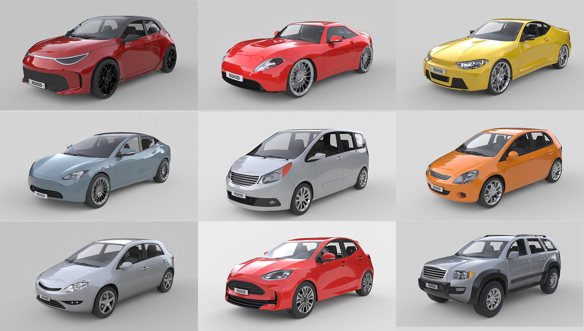 Modern Generic Car Collection High-Poly 3D Models _2