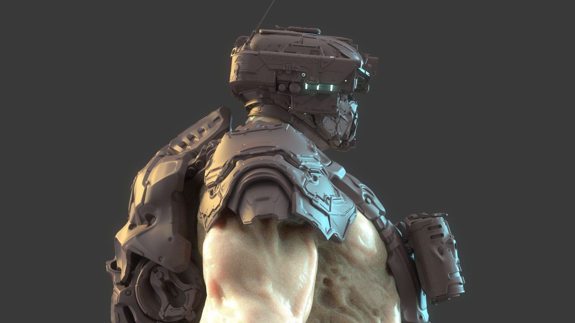 Cyborg Warrior 3D model_2
