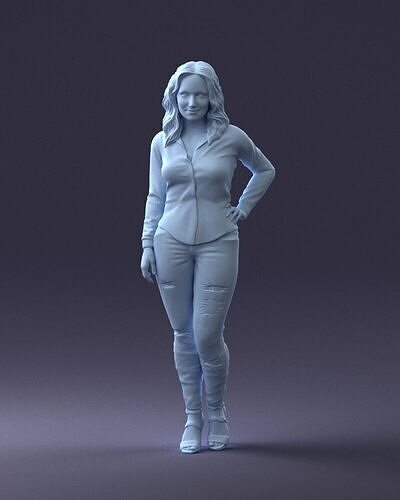 000211 Woman in Jeans and Blouse 1121 3dp 3D print model