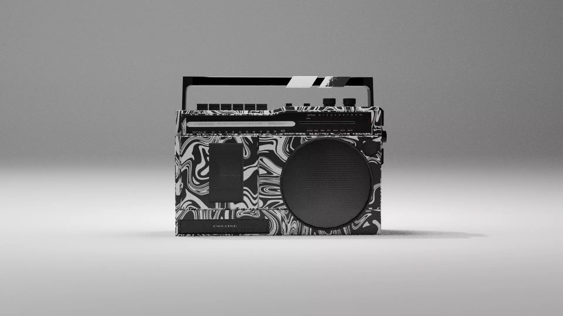 Boombox Audio Retro Rocker 2 - Custom  Low-poly 3D model_0
