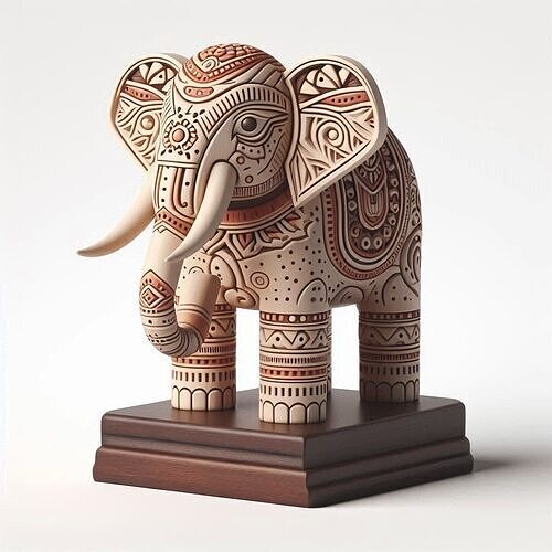 974Color 3D Model  Totem Style  Elephant on Pedestal 3D print model