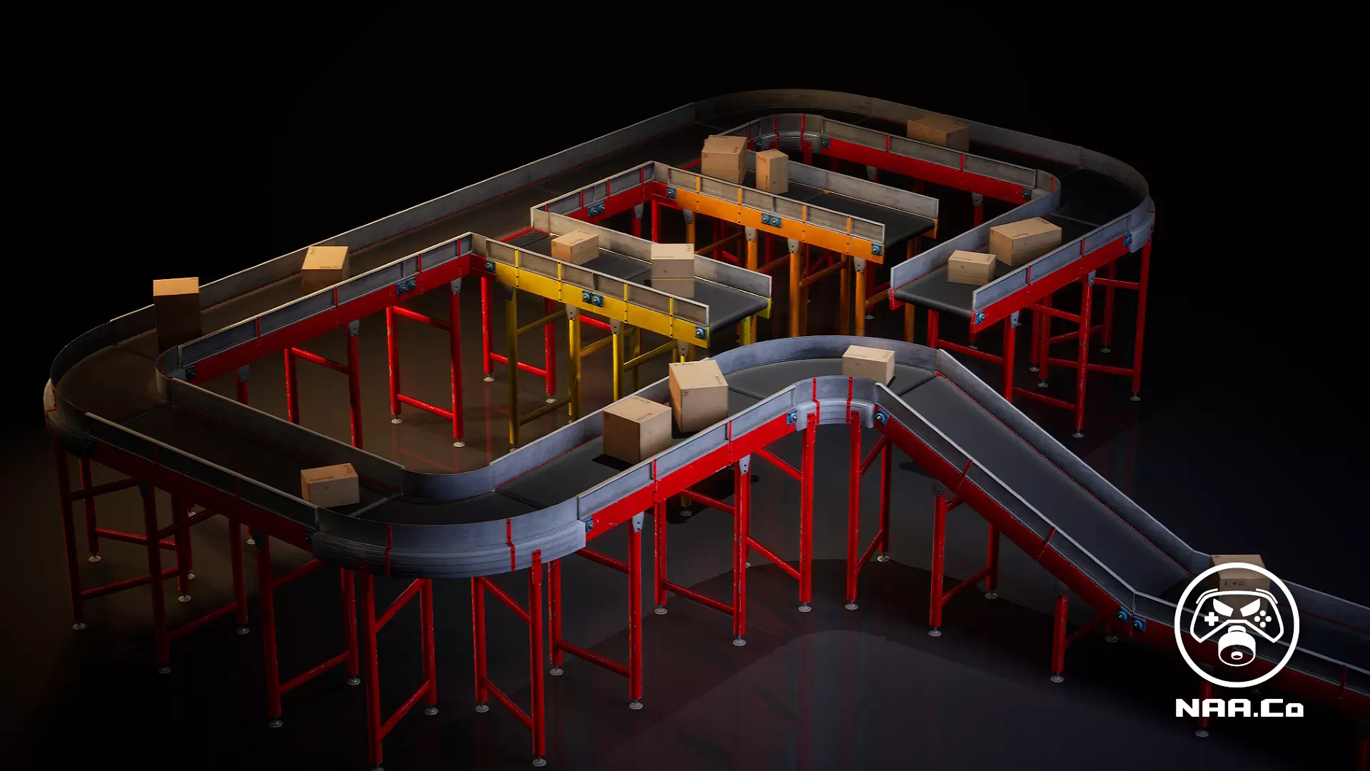 Conveyor Belt for UE Low-poly 3D model