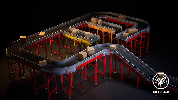Conveyor Belt for UE Low-poly 3D model