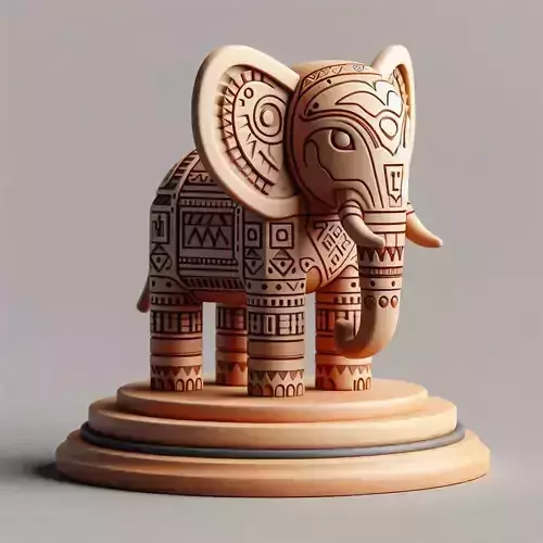 975Color 3D Model  Totem Style  Elephant on Pedestal