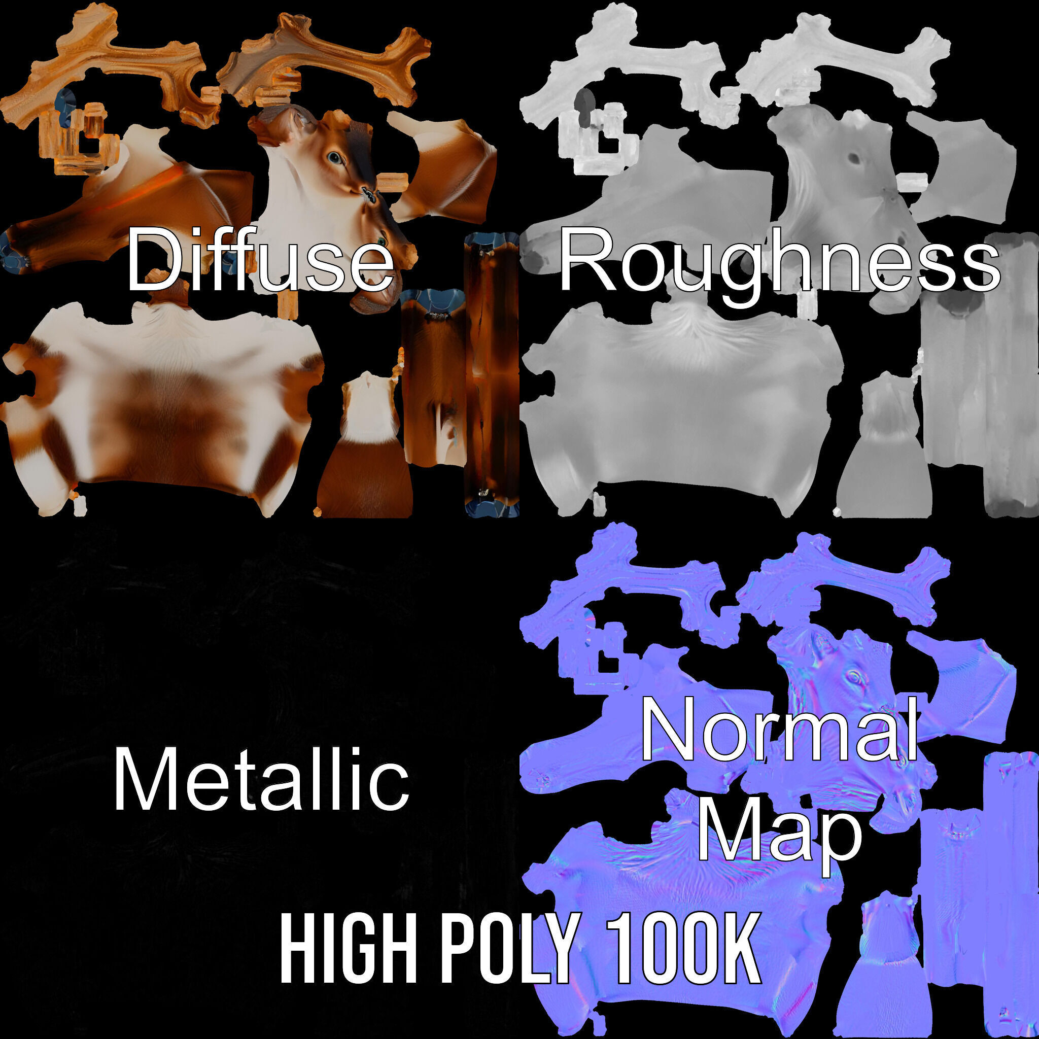 Elegant Reindeer Model Pack for D Environments Low-poly 3D model_4