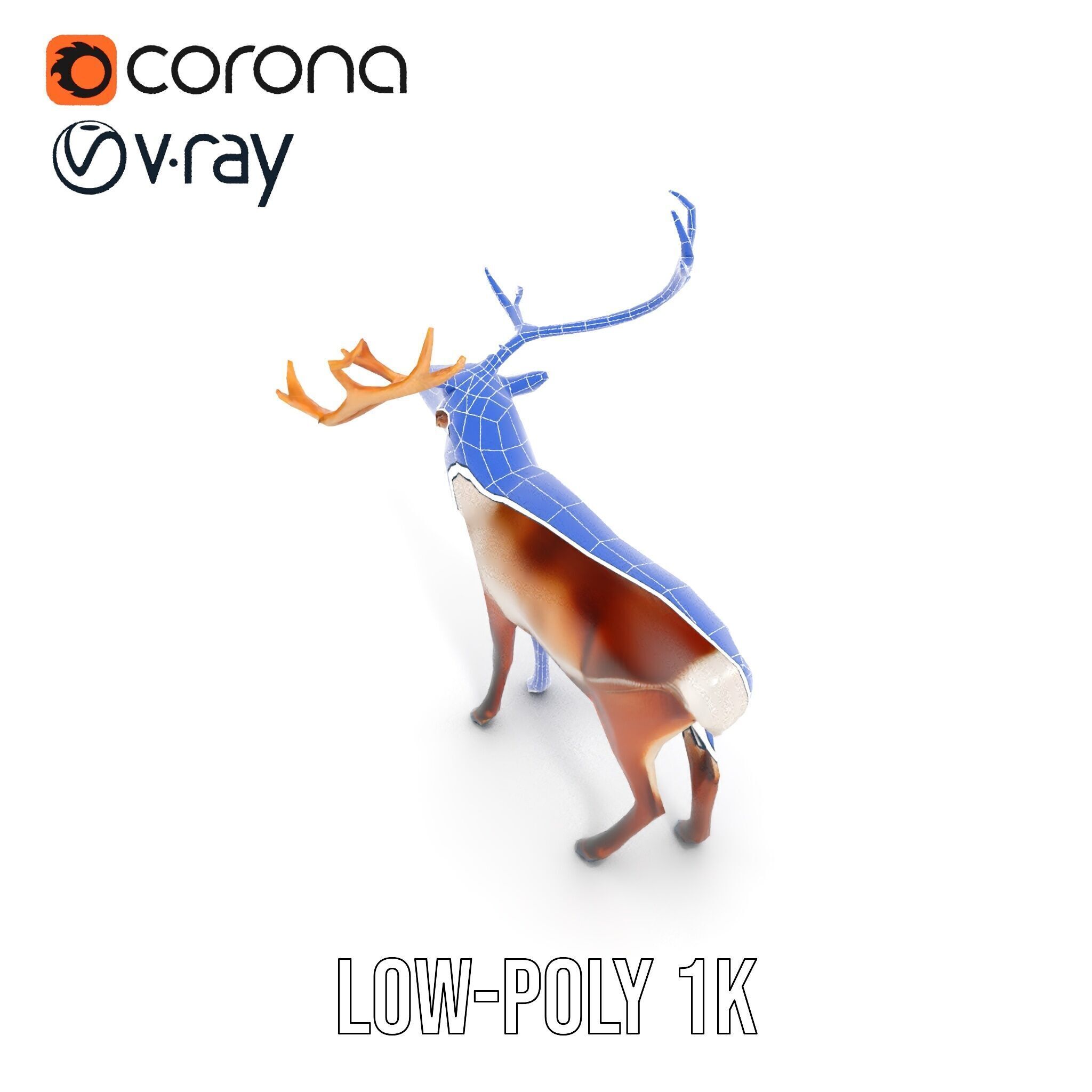 Elegant Reindeer Model Pack for D Environments Low-poly 3D model_8