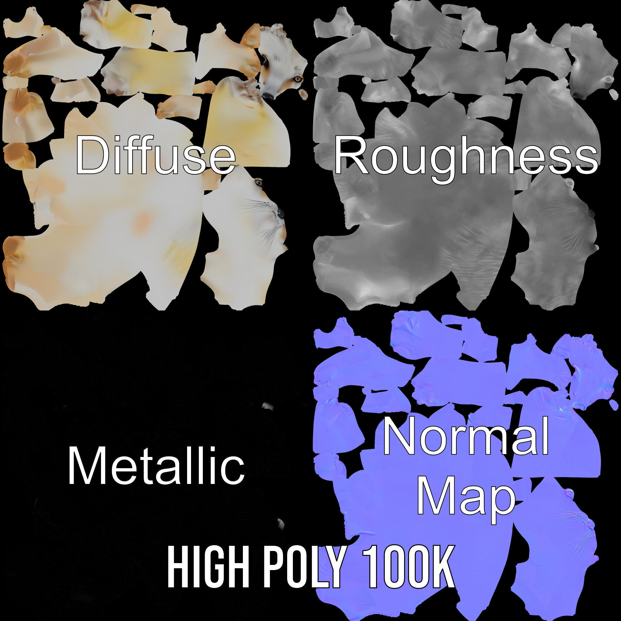 Arctic Fox D Model Pack Low-poly 3D model_4