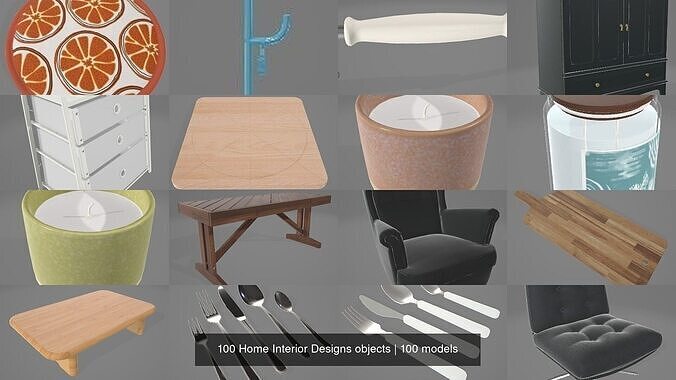 100 Home Interior Designs objects 3D Model Collection