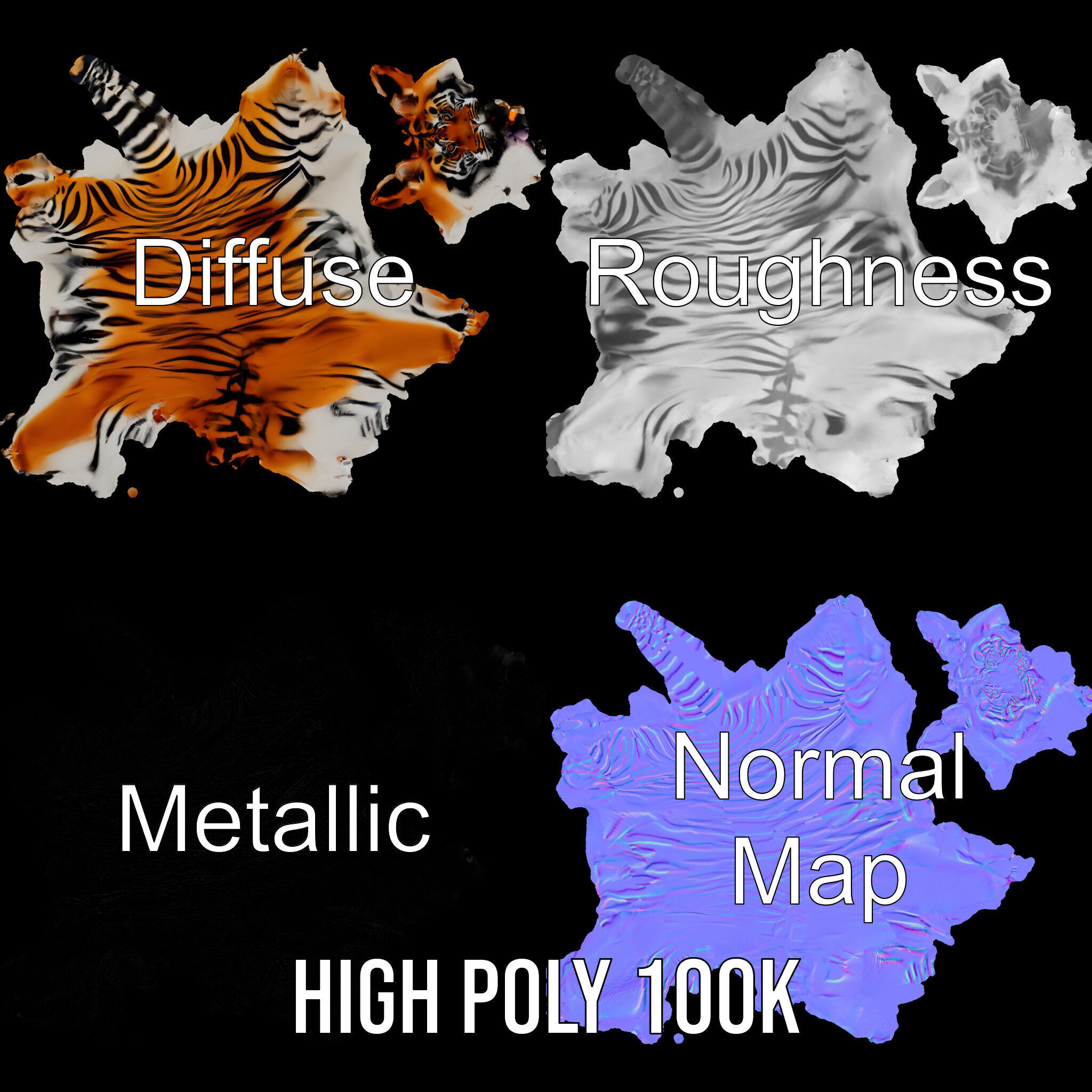 Realistic Tiger D Model Pack for Animation and Games Low-poly 3D model_4