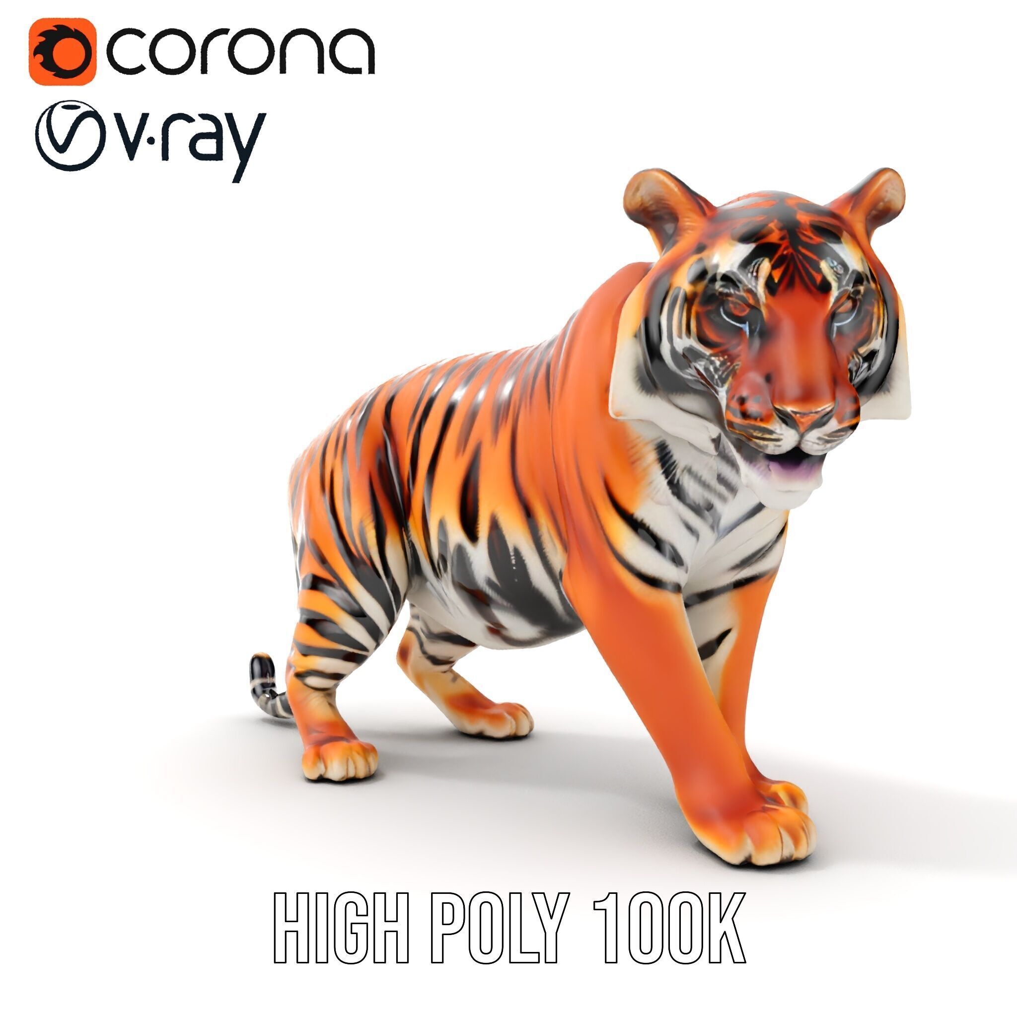 Realistic Tiger D Model Pack for Animation and Games Low-poly 3D model_14