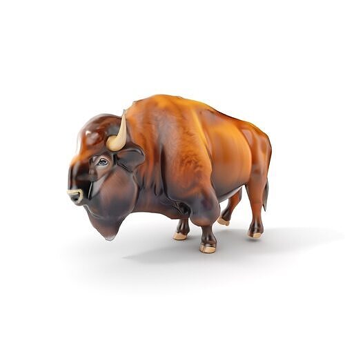 Majestic Bison D Model Pack for Wildlife Simulations Low-poly 3D model